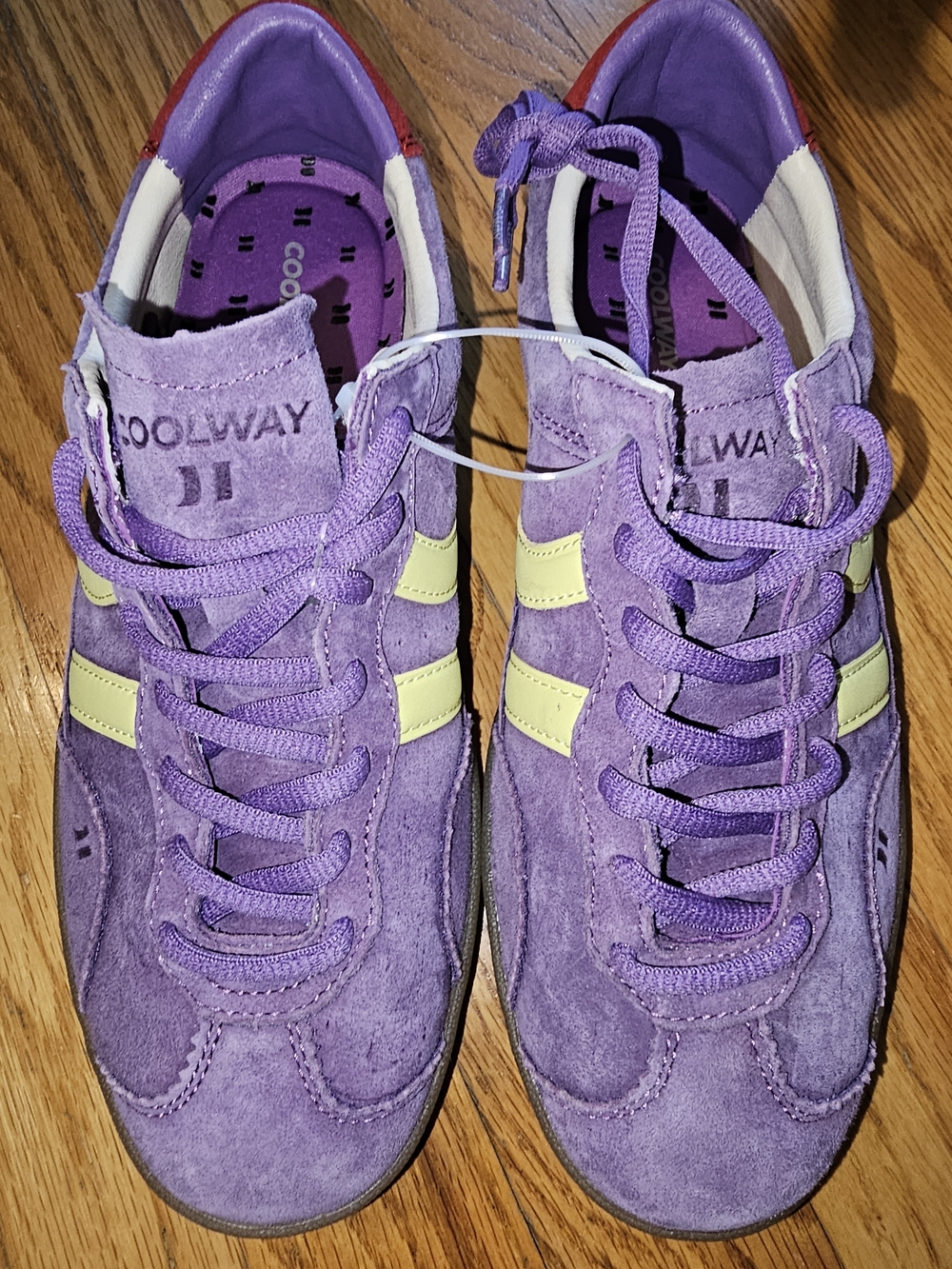 Coolway Women's Purple Suede Sneakers with Yellow Stripes